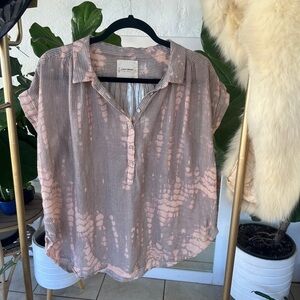 Lucky Brand Half Button Collared Shirt Tie Dye Size M